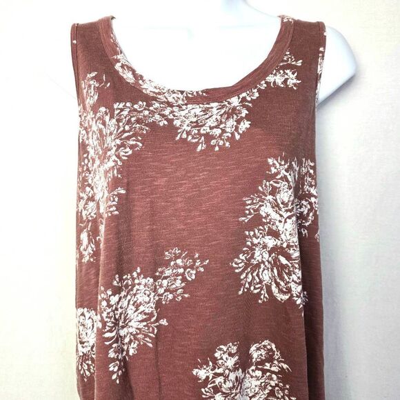 Maurices 24/7 Floral Sleeveless Tank Top Brown M - Picture 3 of 7